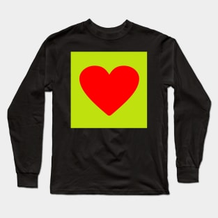 Red heart on lime green Long Sleeve T-Shirt